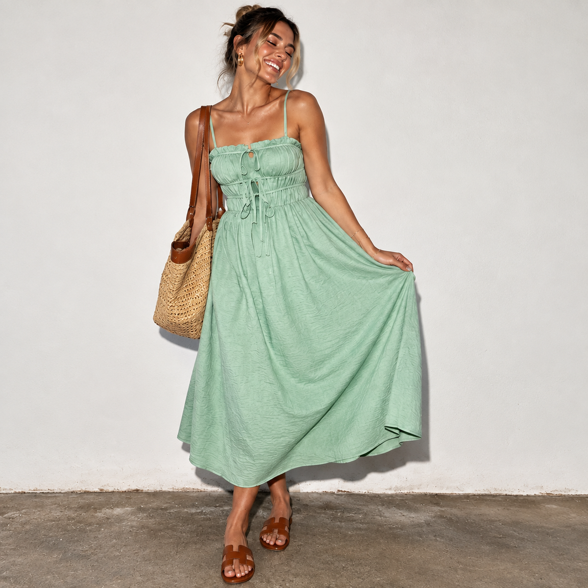 Shirred Dress Mint