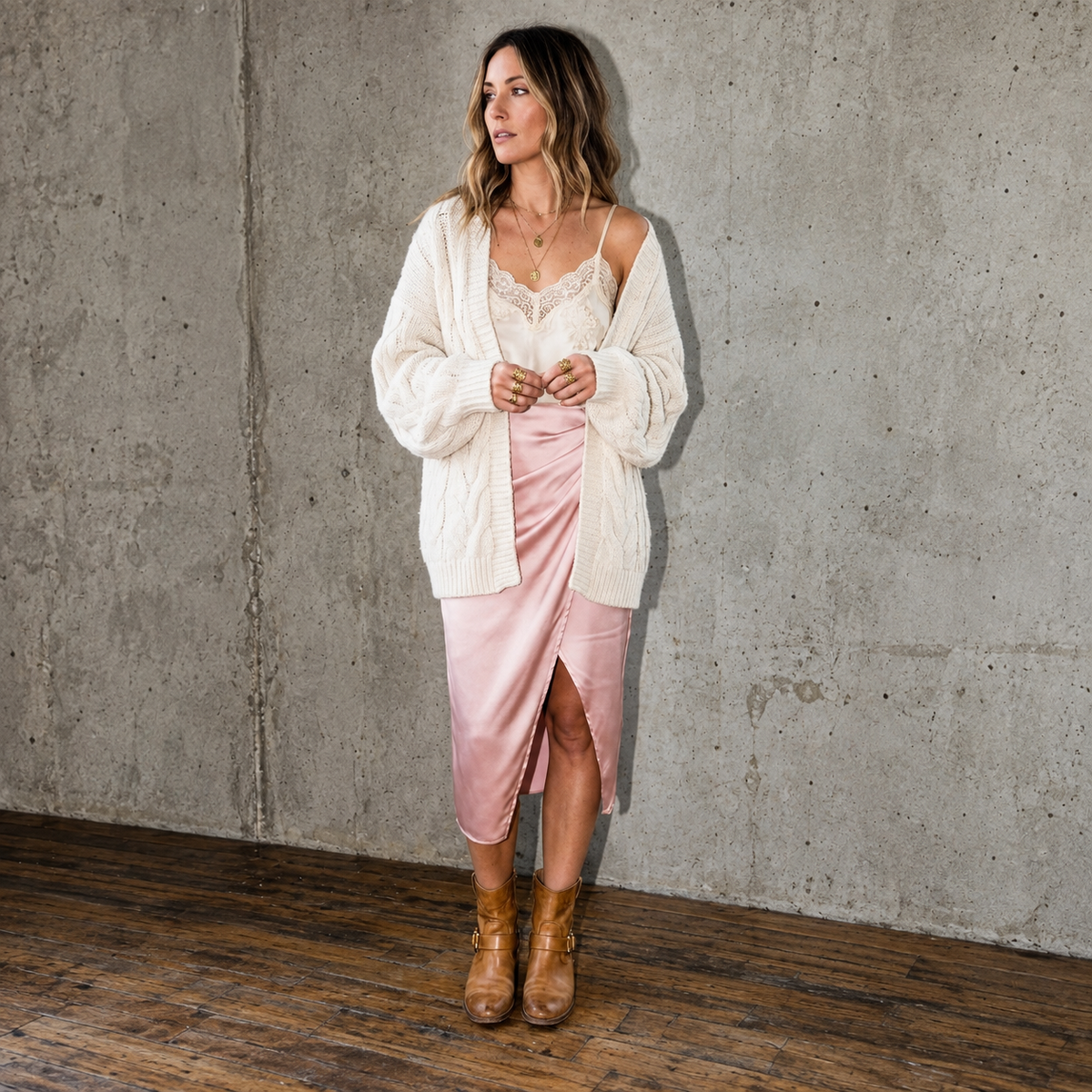 Satin Tulip Skirt Pink