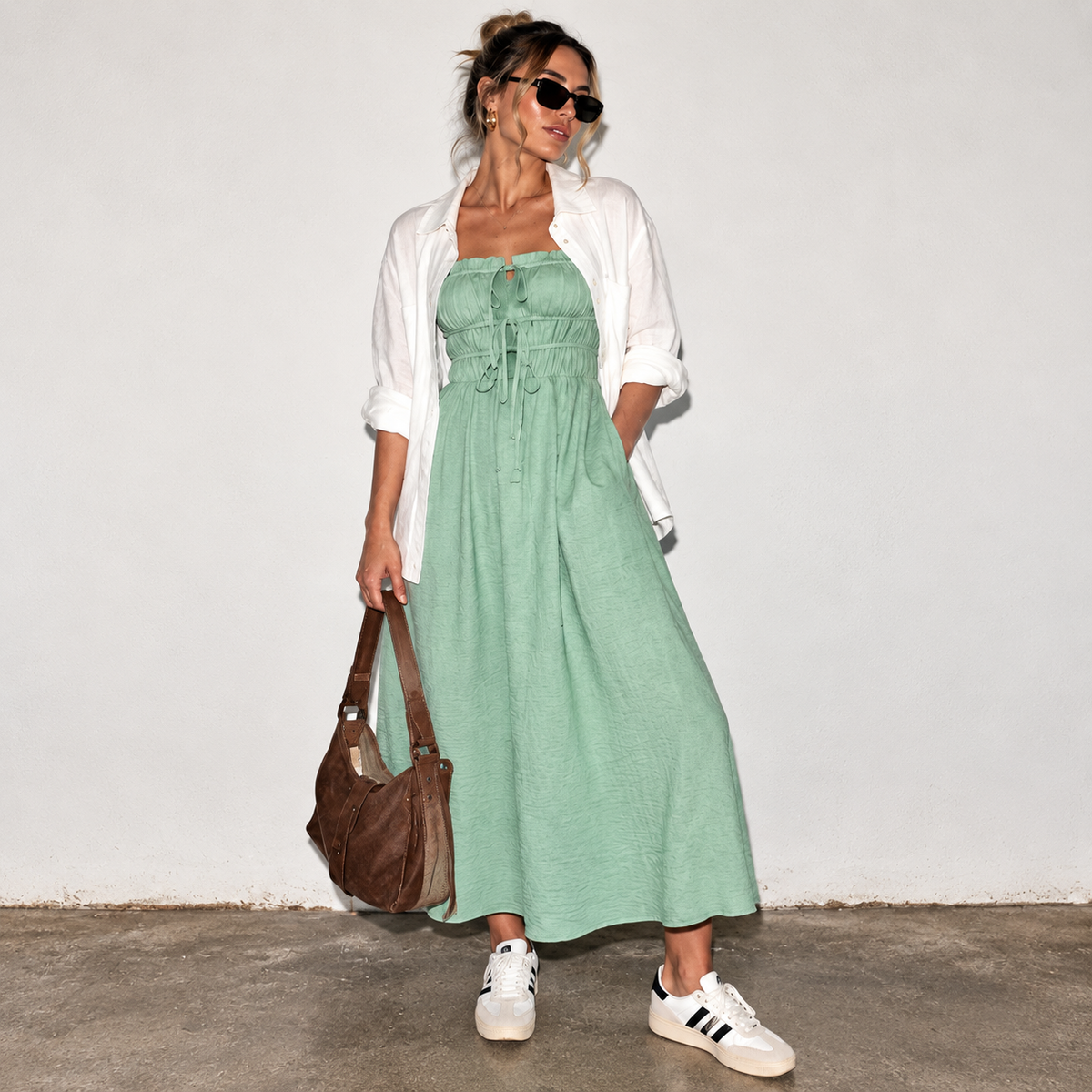 Shirred Dress Mint