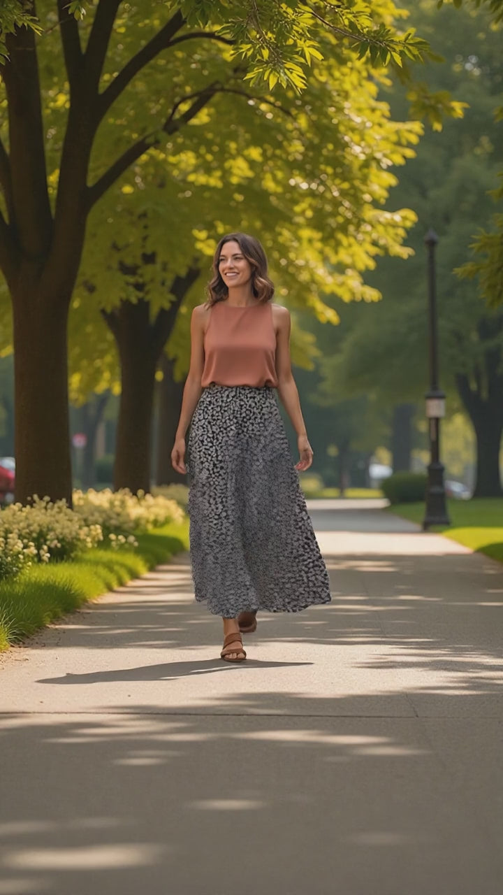 Mono Floral Maxi Skirt