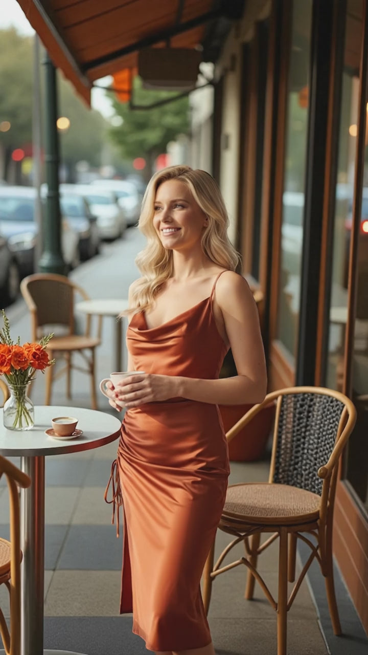 Cami Dress Satin Copper